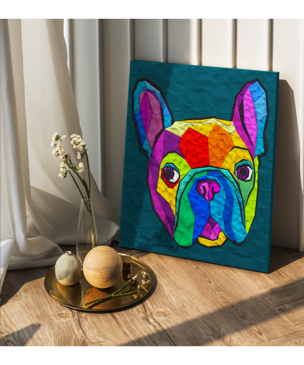 Splat Planet paveikslas iš modelino, Prancūzų Buldogas 30x40cm