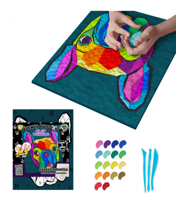 Splat Planet paveikslas iš modelino, Prancūzų Buldogas 30x40cm