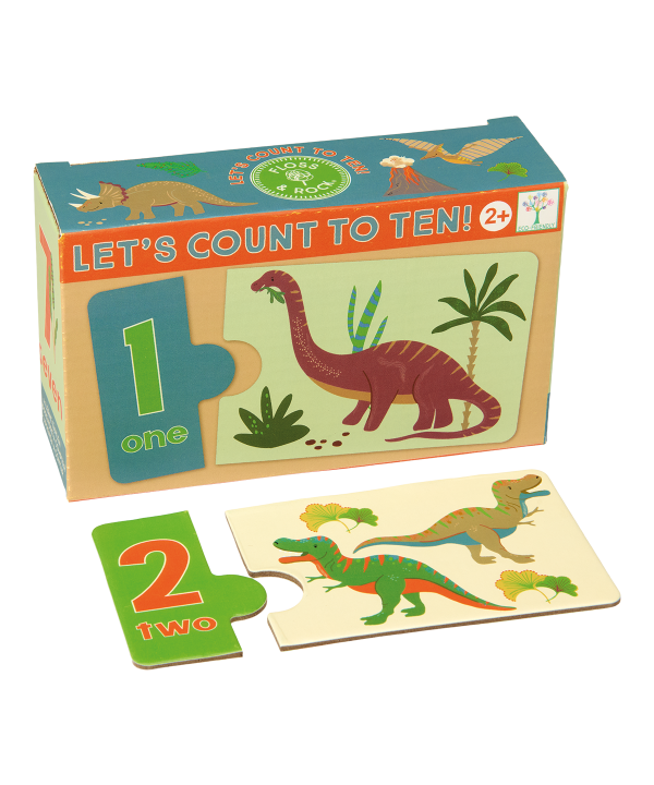 Edukacinis žaidimas-dėlionė Skaičiuok iki 10, Dinozaurai