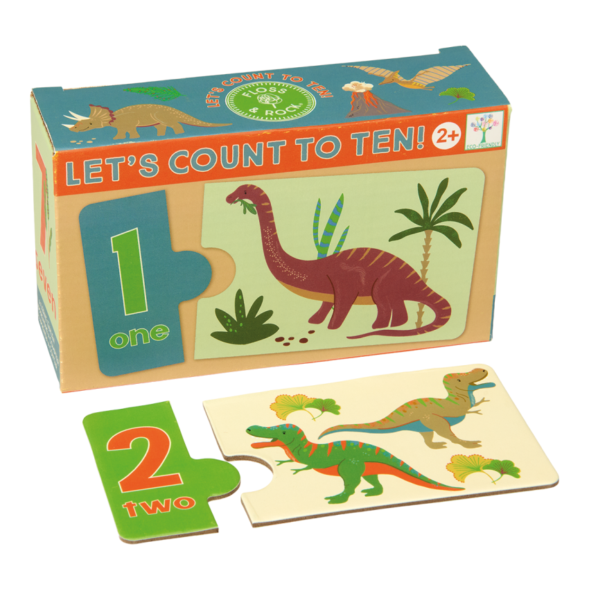 Edukacinis žaidimas-dėlionė Skaičiuok iki 10, Dinozaurai