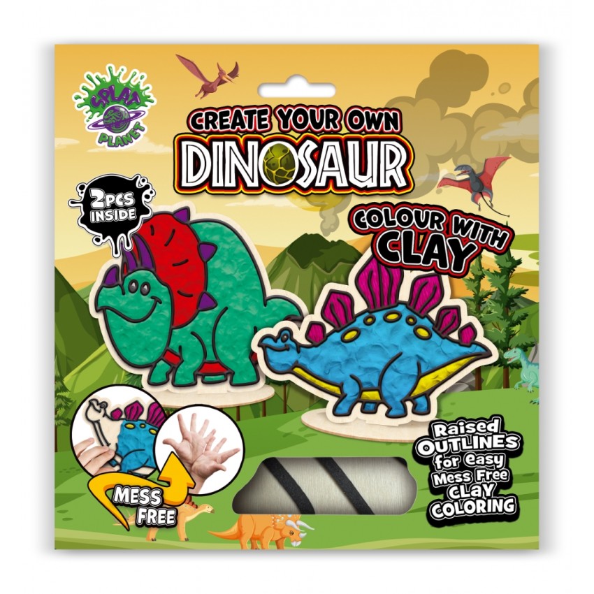 Splat Planet kūrybinis modelino rinkinys su mediniais Dinozaurais