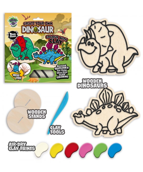 Splat Planet kūrybinis modelino rinkinys su mediniais Dinozaurais