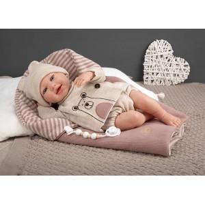 Arias Reborn lėlė kūdikėlis su smėlio spalvos rūbeliais, 45 cm