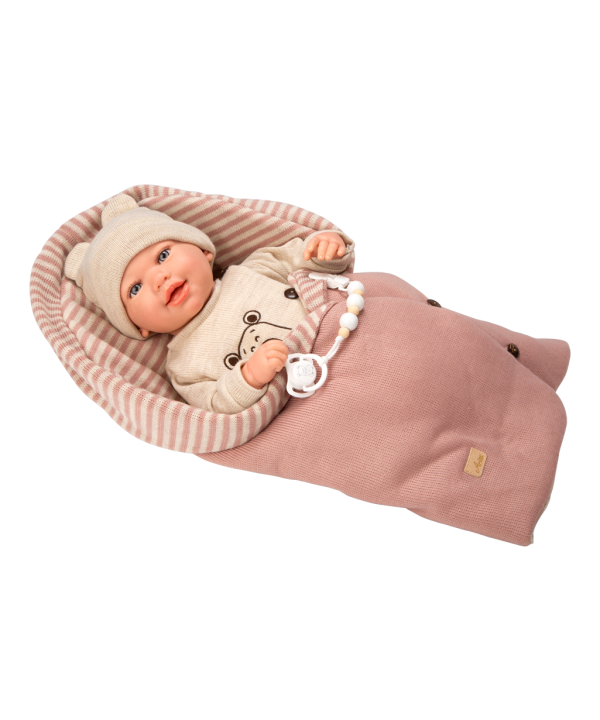 Arias Reborn lėlė kūdikėlis su smėlio spalvos rūbeliais, 45 cm