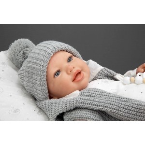 Arias Reborn kūdikėlis su pilkais rūbeliais, Daniela, 45 cm