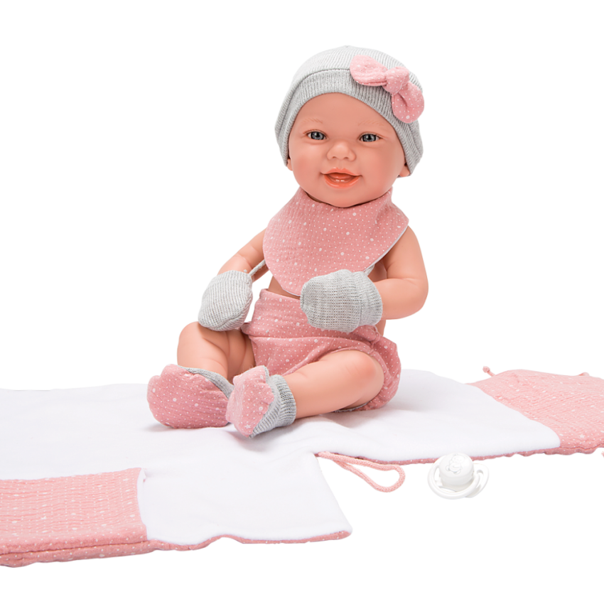 Arias lėlytė Zoe, mergaitė su rožiniu pleduku, 42 cm