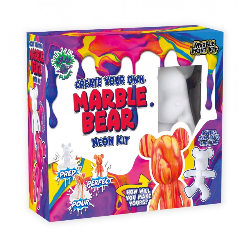 Splat Planet kūrybinis rinkinys Marble Bear, neonas
