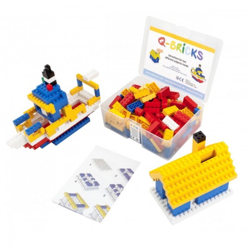 Q-Bricks rinkinys – Žvejo namelis+Taupyklė, 207 vnt