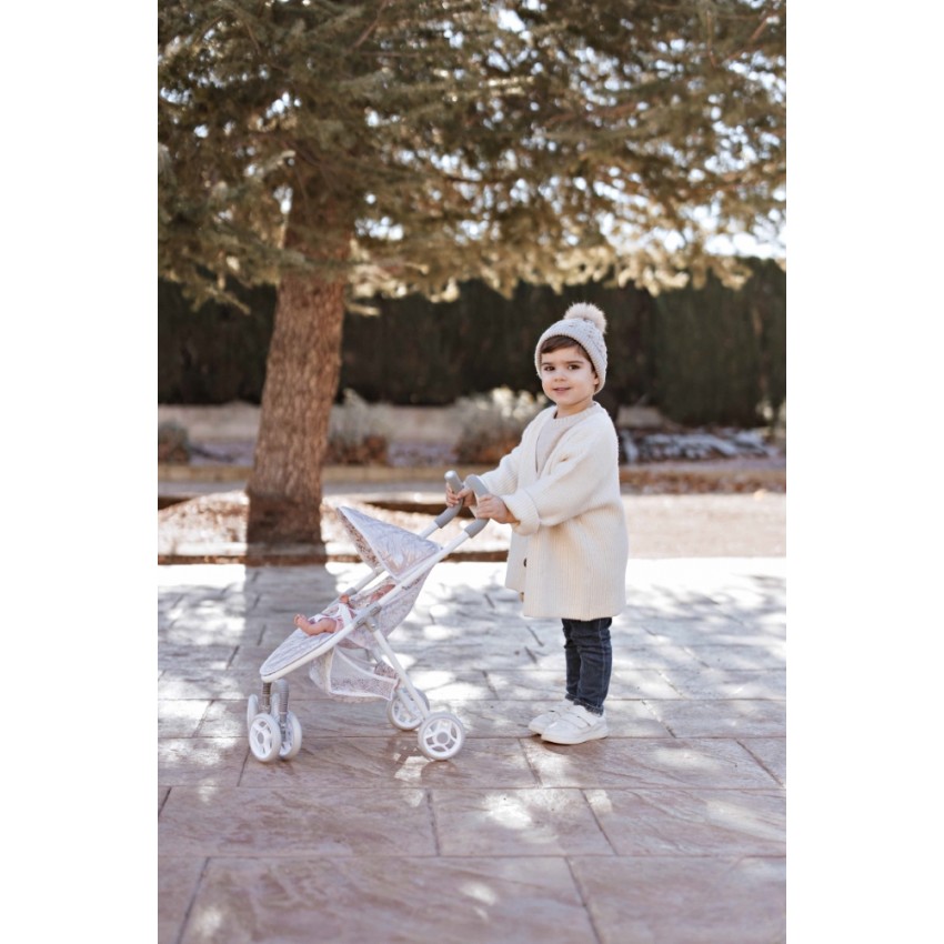 Arias lėlės kūdikio sportinis vežimėlis, blizgantis, 62 cm