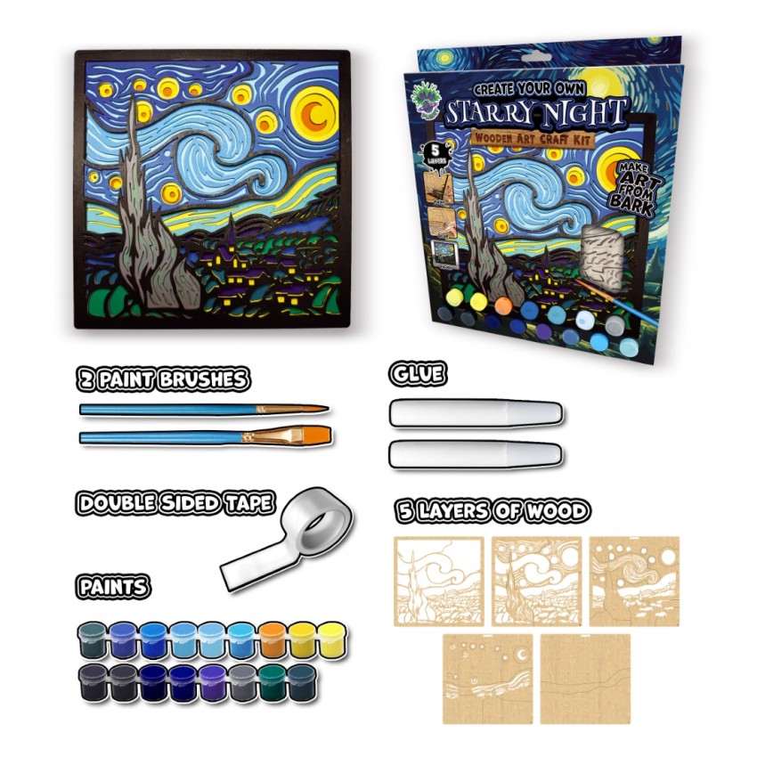 Splat Planet medinis 3D spalvinimo paveikslas, Žvaigždėta naktis