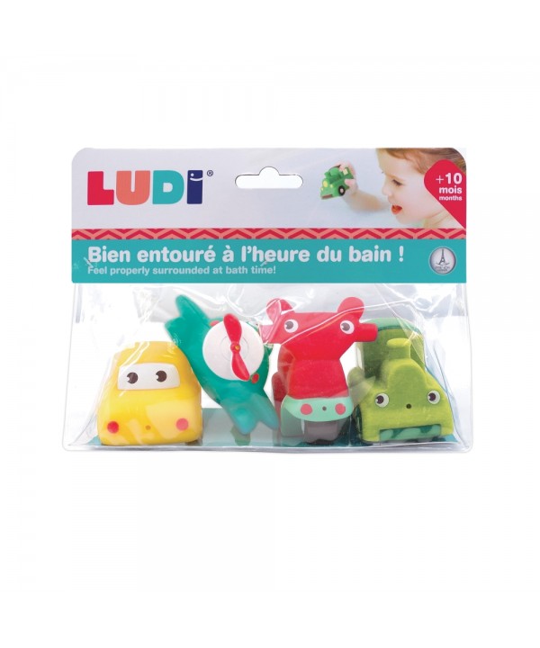 LUDI maudymosi žaislų komplektas Ratai, 4 vnt.