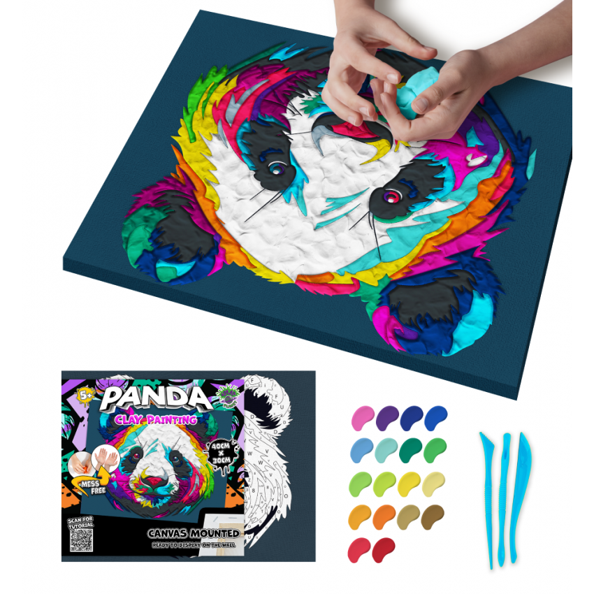 Splat Planet paveikslas iš modelino, Panda 30x40cm