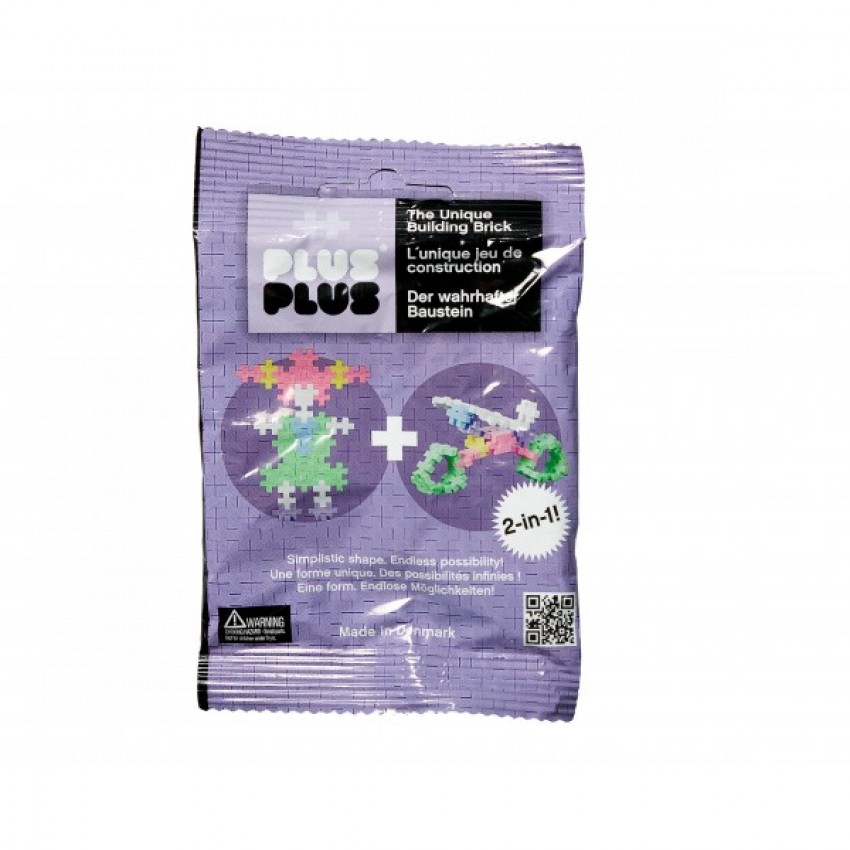 Plus Plus konstruktorius Mini pastelinės - violetinė kišenpinigių pakuotė 2in1