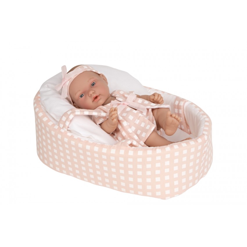 Arias lėlytė languotoje nešyklėje, oranžinėje, 26 cm