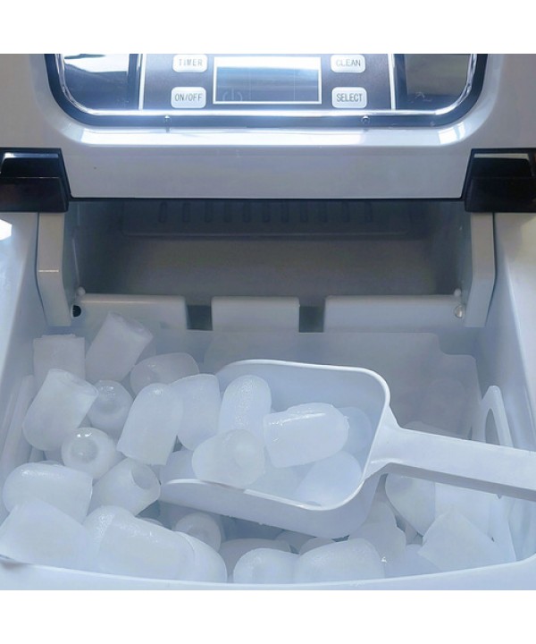 Juodas inox ledo kubelių aparatas su LCD ekranu, laikmačiu ir savaiminio išsivalymo funkcija Ruhhy