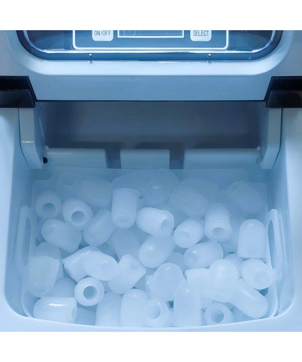 Juodas inox ledo kubelių aparatas su LCD ekranu, laikmačiu ir savaiminio išsivalymo funkcija Ruhhy