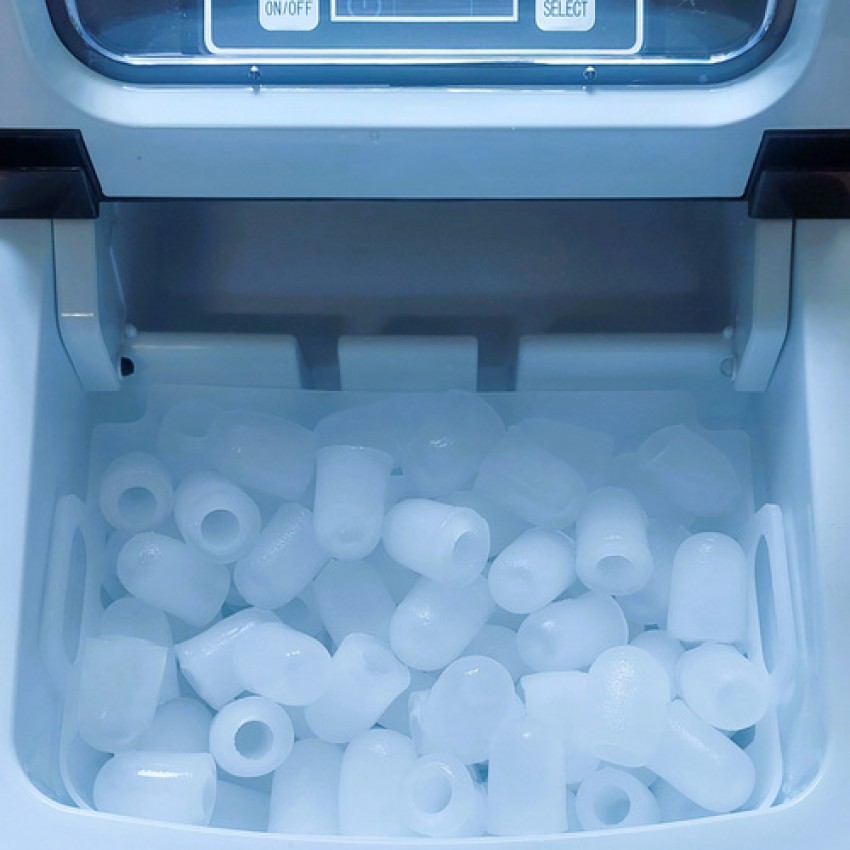 Juodas inox ledo kubelių aparatas su LCD ekranu, laikmačiu ir savaiminio išsivalymo funkcija Ruhhy