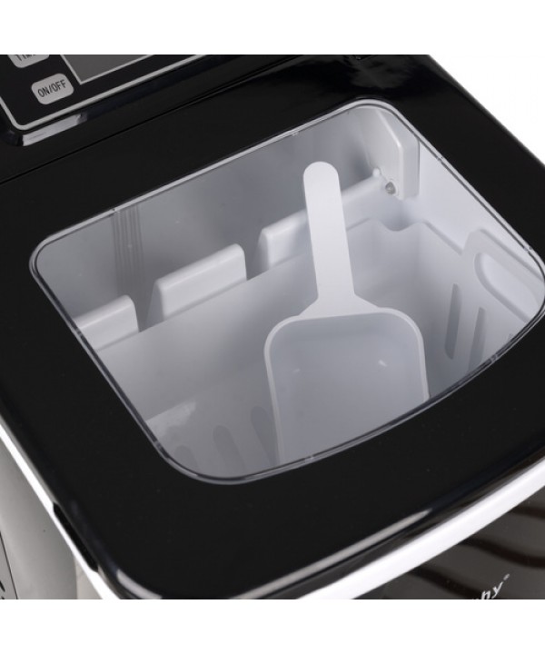 Juodas inox ledo kubelių aparatas su LCD ekranu, laikmačiu ir savaiminio išsivalymo funkcija Ruhhy