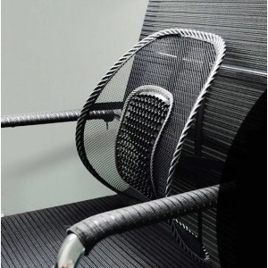 Ergonomiškas nugaros atlošas, atrama kėdei su masažine tekstūra, juodas