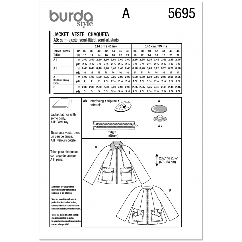 Burda moteriškos striukės  iškarpa Nr. 5695