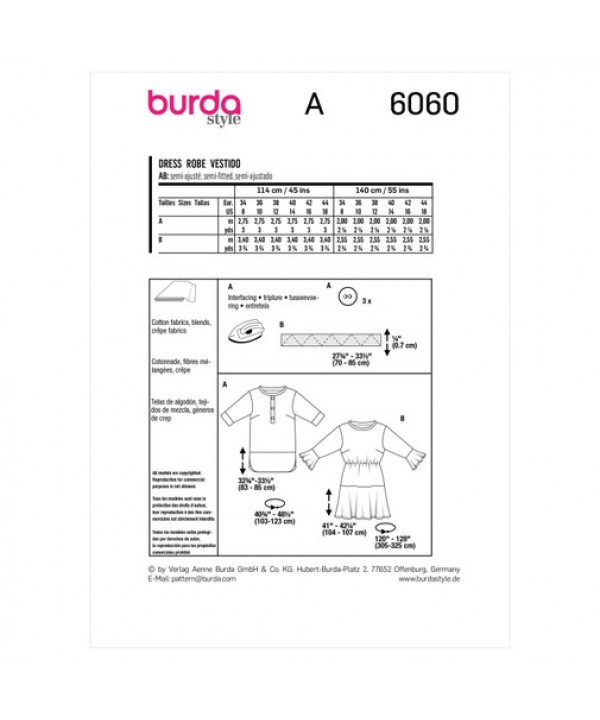 Burda Suknelės ir tunikos iškarpa Nr. 6060