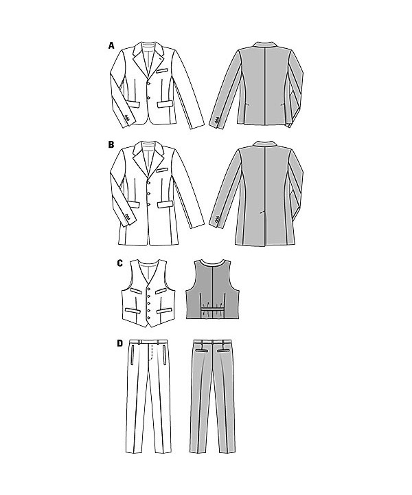 Klasikinio vyriško kostiumo (švarkas, kelnės ir liemenė) iškarpa Nr. 6871