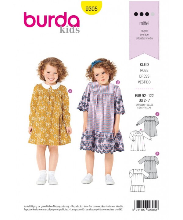 Suknelės  iškarpa mergaitėms Nr. 9305