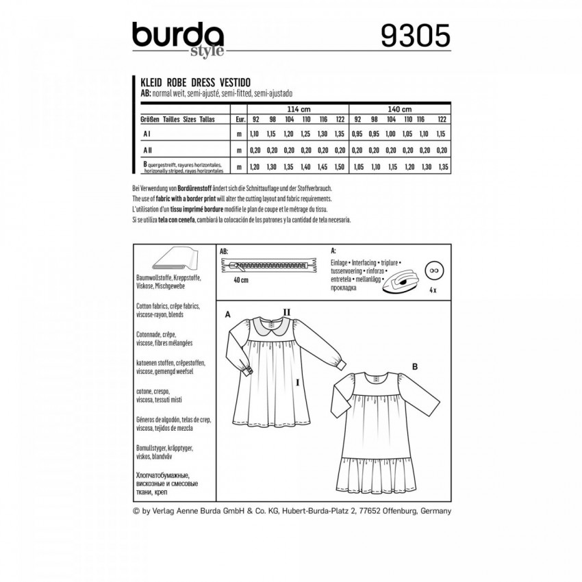 Suknelės  iškarpa mergaitėms Nr. 9305
