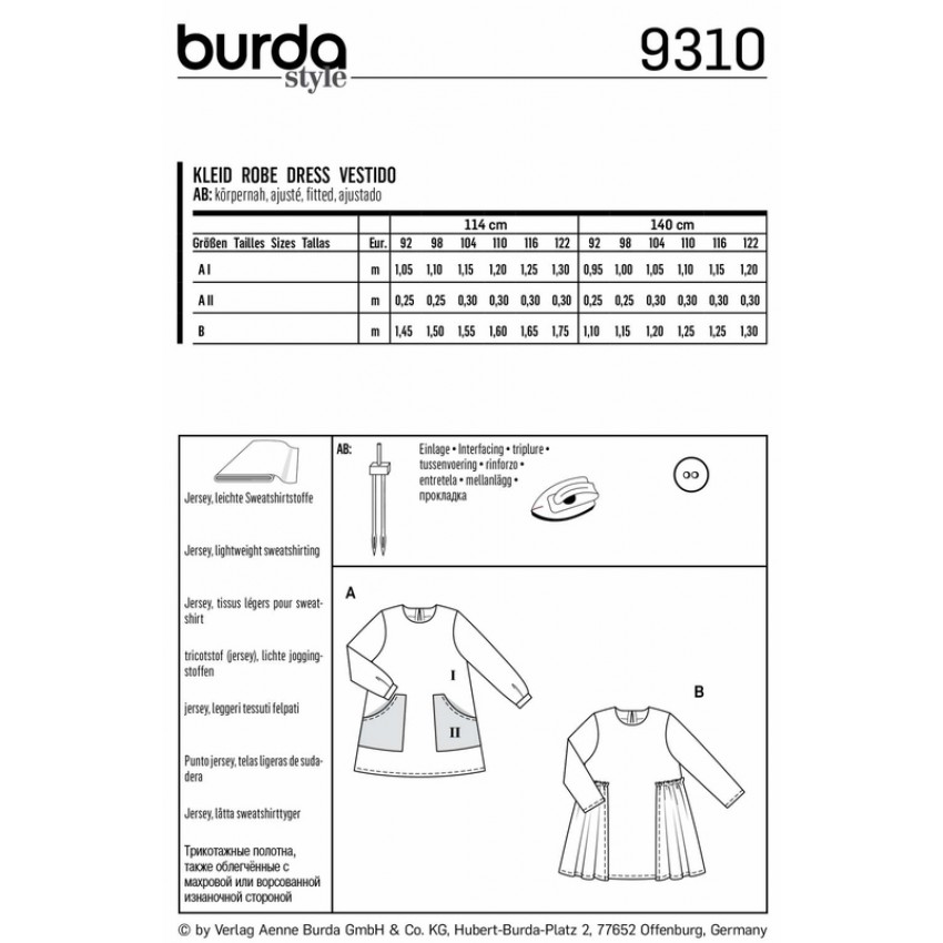 Suknelės  iškarpa mergaitėms Nr. 9310