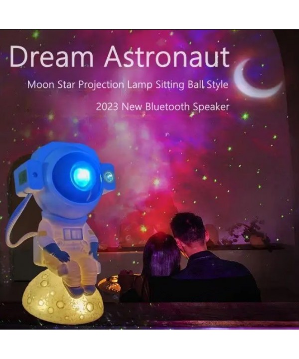 Galaktikų ir žvaigždžių projektorius Astronautas su Bluetooth garsiakalbiu