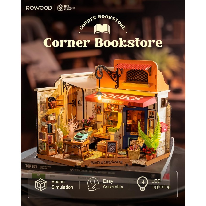 Mini namas 3D konstruktorius Corner Bookstore