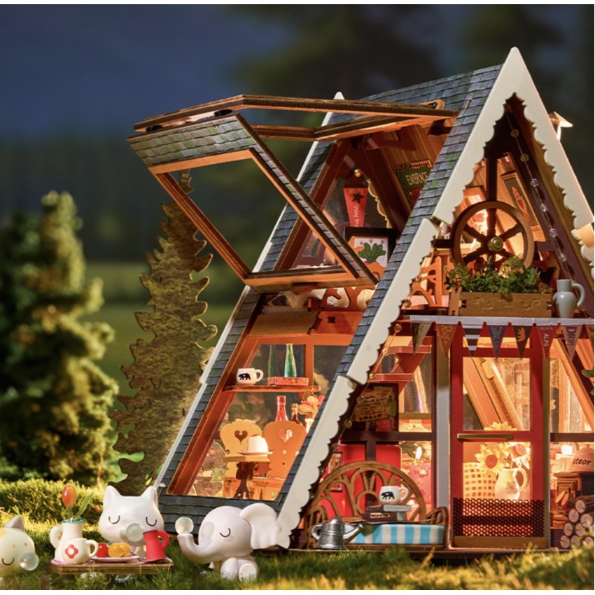 Mini namas 3D konstruktorius A-Frame Cabin Kalnų namelis
