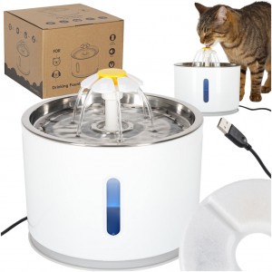 Automatinė girdykla-fontanas katėms ir šunims su LED skale ir filtru, 2,4 l