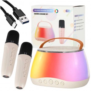 Karaoke rinkinys: Bluetooth kolonėlė su RGB LED apšvietimu ir 2 mikrofonai