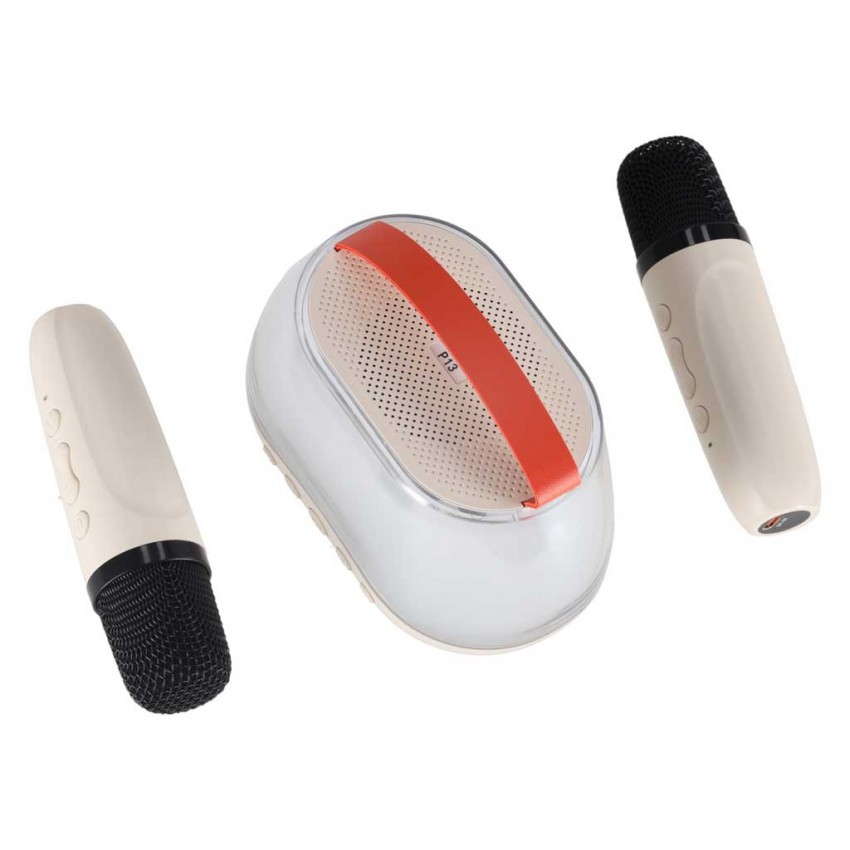 Karaoke rinkinys: Bluetooth kolonėlė su RGB LED apšvietimu ir 2 mikrofonai