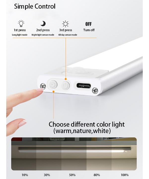 Magnetinis LED įkraunamas šviestuvas su judesio davikliu (20 cm)
