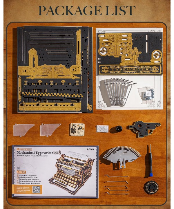 3D medinis mechaninis konstruktorius Typewriter (Classic Version)
