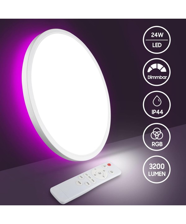 RGB LED apvalus lubinis šviestuvas (baltas apvadas)