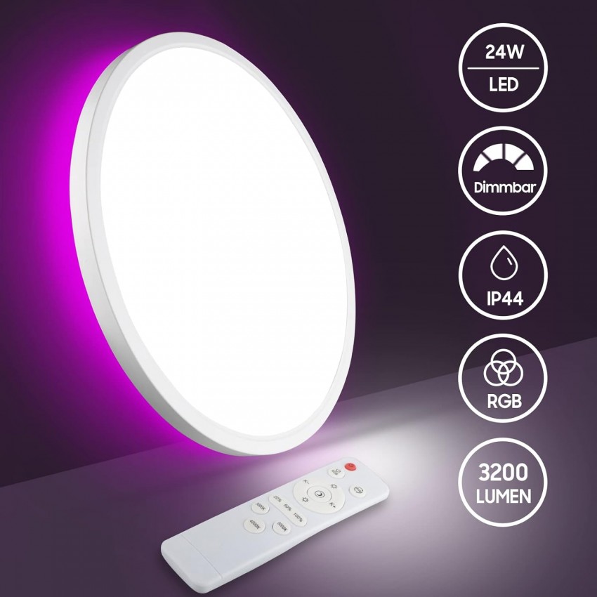 RGB LED apvalus lubinis šviestuvas (baltas apvadas)