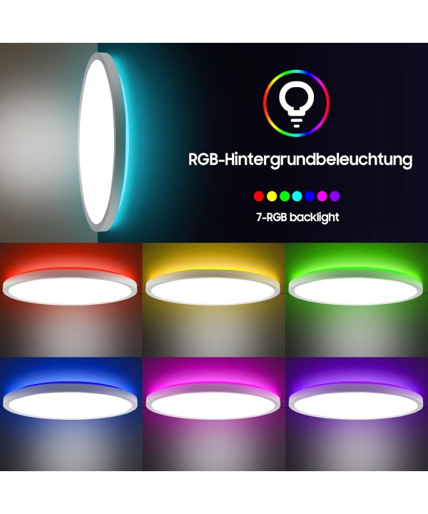RGB LED apvalus lubinis šviestuvas (baltas apvadas)