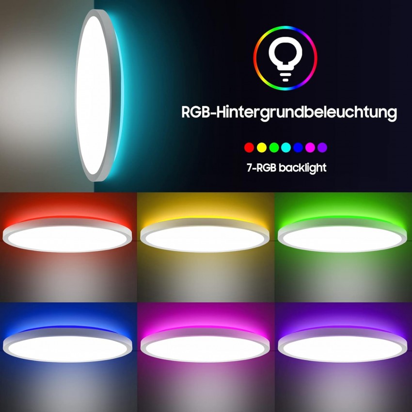 RGB LED apvalus lubinis šviestuvas (baltas apvadas)