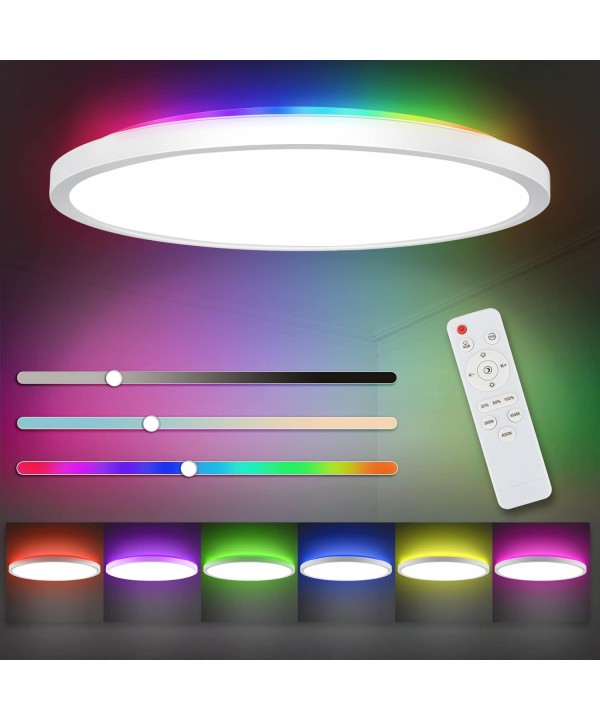 RGB LED apvalus lubinis šviestuvas (baltas apvadas)