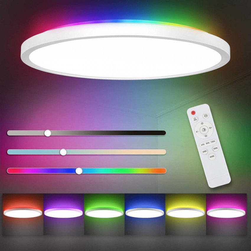 RGB LED apvalus lubinis šviestuvas (baltas apvadas)