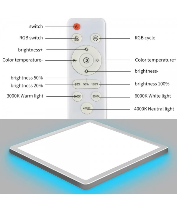 RGB LED kvadratinis lubinis šviestuvas