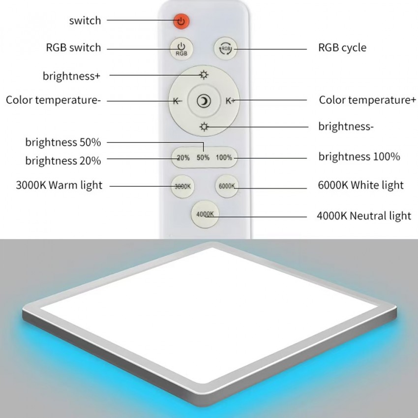 RGB LED kvadratinis lubinis šviestuvas