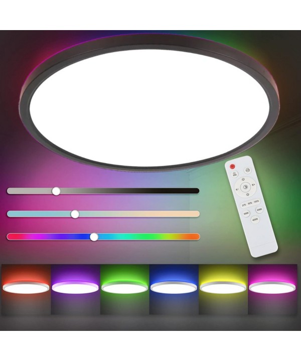 RGB LED apvalus lubinis šviestuvas (juodas apvadas)