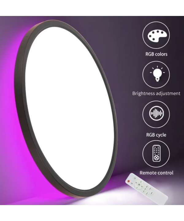 RGB LED apvalus lubinis šviestuvas (juodas apvadas)