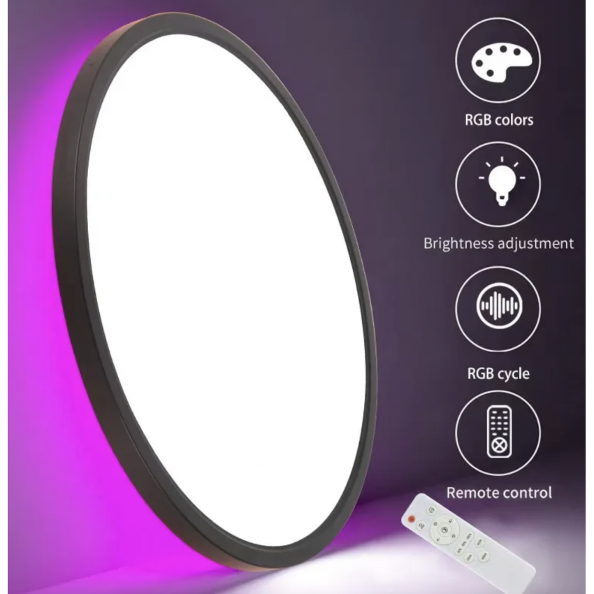 RGB LED apvalus lubinis šviestuvas (juodas apvadas)