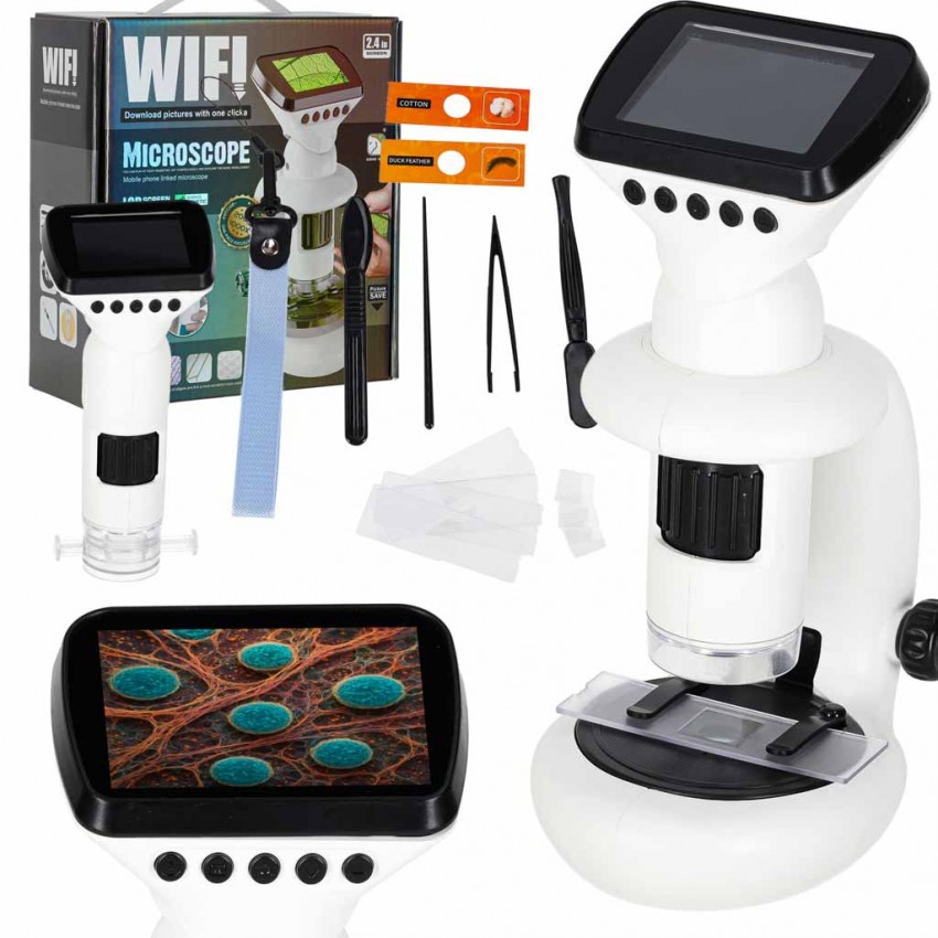 Išmanus skaitmeninis nešiojamas mikroskopas vaikams su spalvotu LCD ekranu, WiFi USB, 1000x