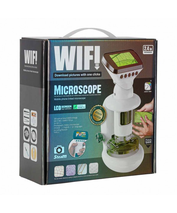 Išmanus skaitmeninis nešiojamas mikroskopas vaikams su spalvotu LCD ekranu, WiFi USB, 1000x